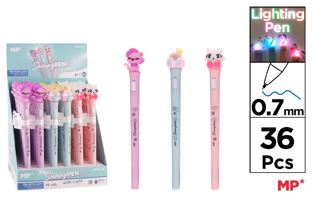 Présentoir de 36 stylos lumineux 0.7mm CHATS